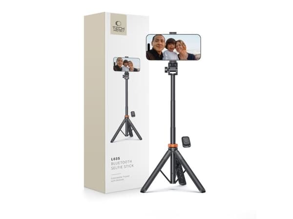TECH-PROTECT L03S Bluetooth selfie-stativ i sort