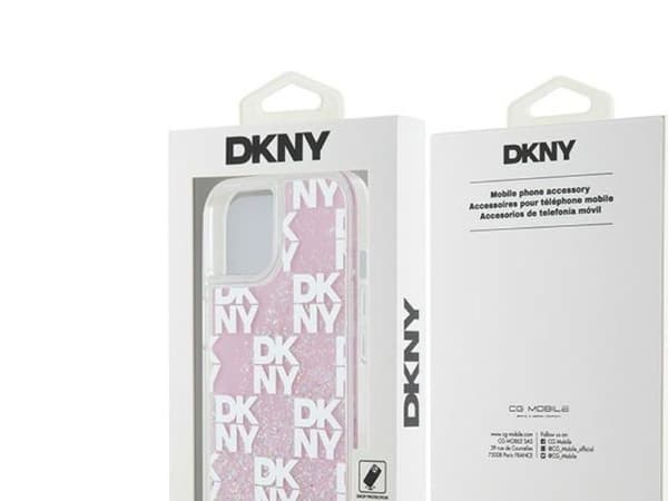 DKNY Liquid Glitter Multilogo case for iPhone 15 / 14 / 13 - pink