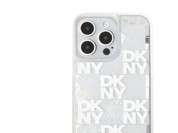 DKNY Liquid Glitter multilogo-skal för iPhone 15 Pro Max - vit