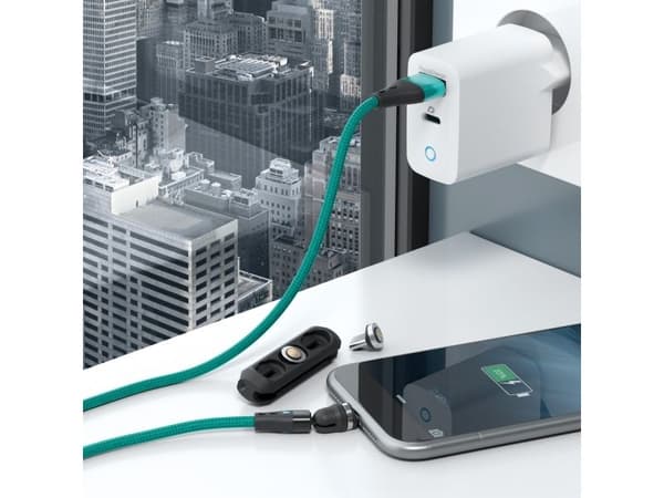 RealPower MagneticCharge3, 2 m, USB A, Grønn