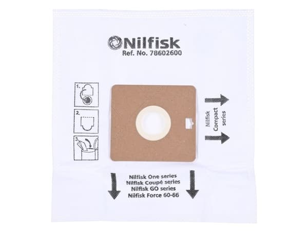 Nilfisk Dammsugarpåsar för One, Go och Coupé - 5-pack