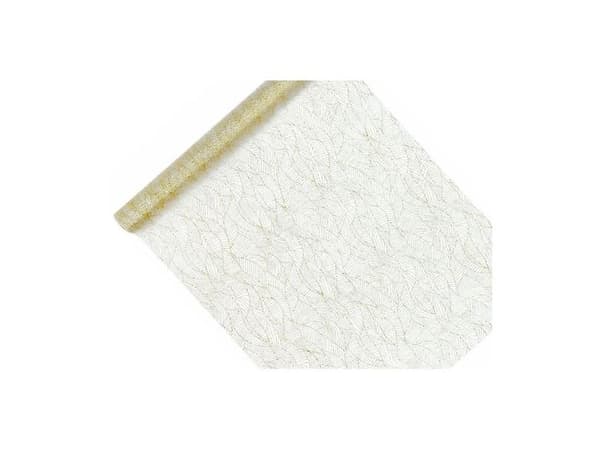 Vit organza med guldmönster