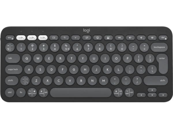 Logitech Pebble Keys 2 K380s, Mini, Langaton, Bluetooth, Näppäimen saksikytkin, QWERTY, Grafiitti