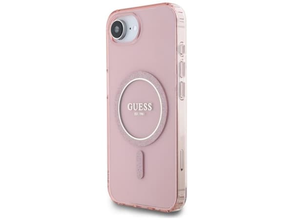 Guess IML Glitter Circle MagSafe-deksel iPhone 16e - rosa