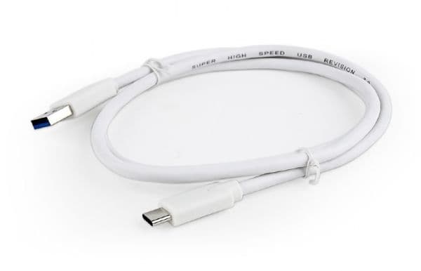 Cablexpert - USB-kabel - USB typ A (hane) till USB-C (hane) - USB 3.1 - 3 A - 1 m - formpressad - vit