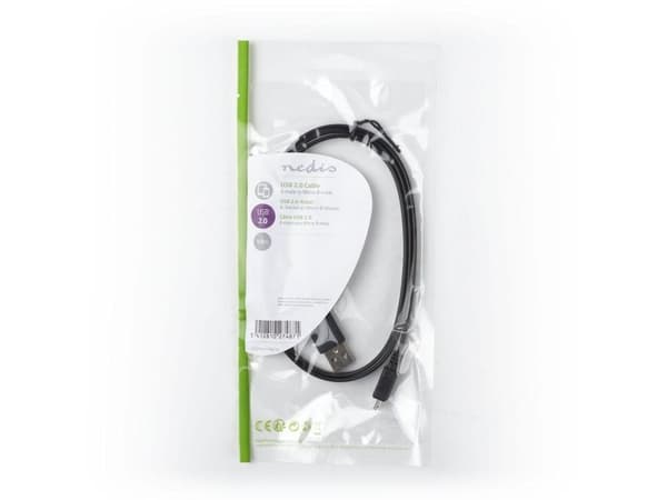 Nedis CCGP60410BK10, 1 m, USB A, Micro-USB B, USB 2.0, Svart