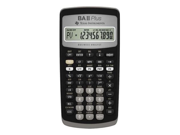 Finansregner Texas BA-II Plus, sort, 10 cifre