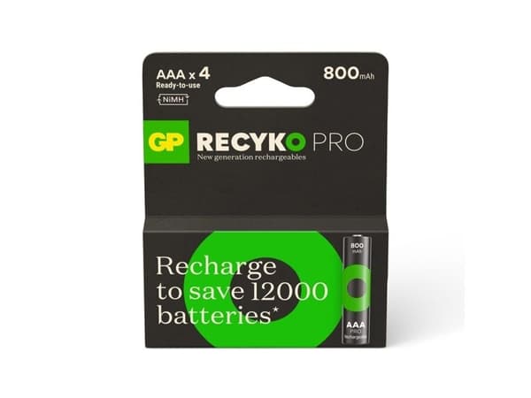 GP ReCyko Pro AAA/R03 oppladbart batteri 800 mAh 4 stk.