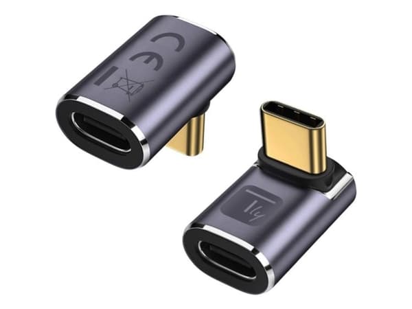 Techly USB-C-sovitin pistoke/pistorasia 90° kulmassa 40Gbps 4K ja 8K