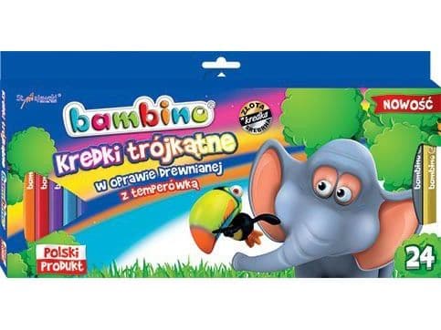 BAMBINO triangulära pennor 24 st i trä + vässare MAJEWSKI