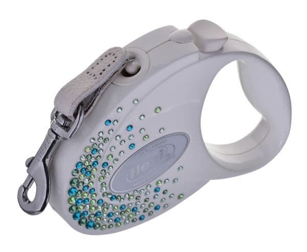 Flexi bånd for hund Glam Splash Leaf hvit 3 m