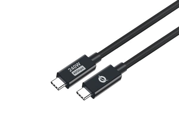 Conceptronic ETTA04B12, 1,2 m, USB C, USB C, USB4 Gen 3x2, 40000 Mbit/s, musta