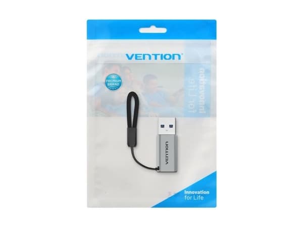 Adapter USB 3.0 Vention USB-A do USB-C szary stop aluminium