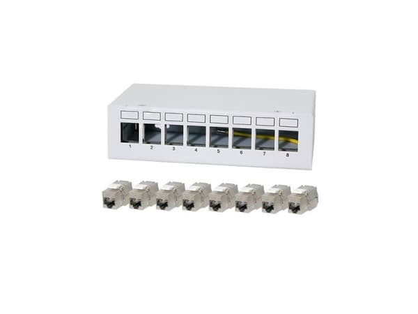LogiLink patchpanel 8 portar med 8 Cat.6A Keystone-moduler (NK4092)