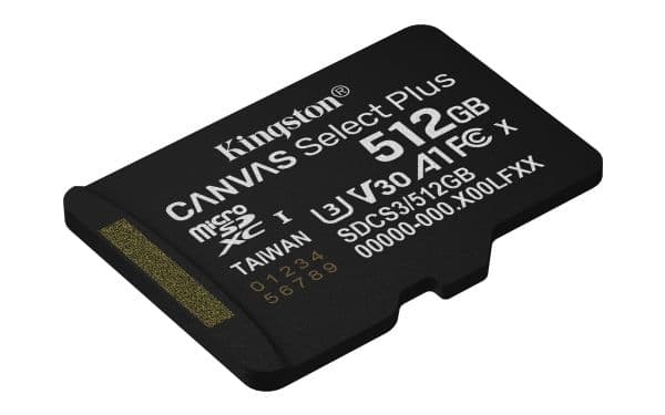 Kingston Canvas Select Plus - Flashminnekort (microSDXC til SD-adapter inkludert) - 512 GB - A1 / Video Class V30 / UHS Class 3 / Class10 - microSD...