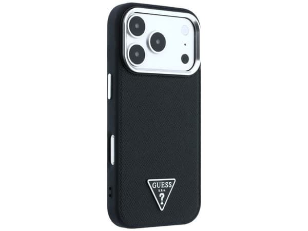 Etui Guess Grained Triangle Logo MagSafe na iPhone 17 Pro Max / 18 Pro Max - czarne