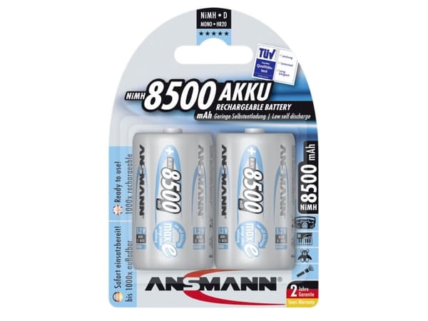 ANSMANN maxE - Batteri 2 x D - NiMH - (ladbare) - 8500 mAh