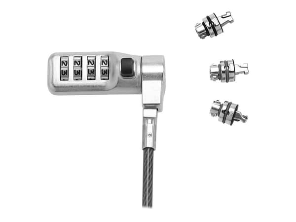 DICOTA Security Combination Lock Exchangeable T/N/W Head - Lås för säkerhetskabel - svart - 2 m