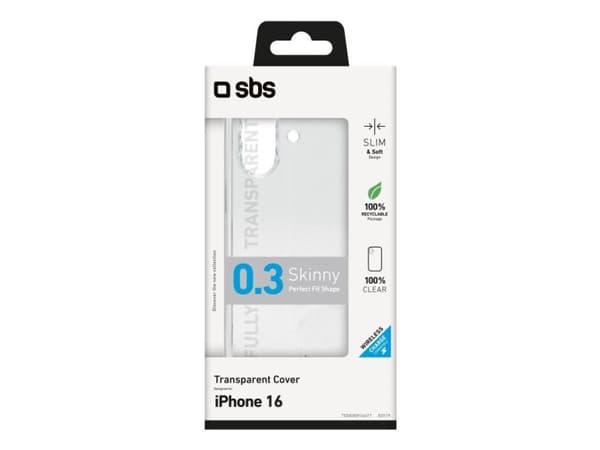 SBS slankt deksel til iPhone 16 - transparent