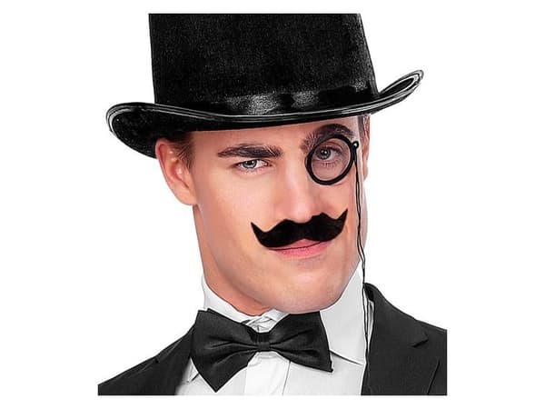 Svart böjt mustasch
