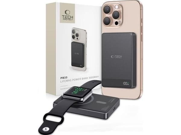 Tech-Protect TECH-PROTECT PB33 LIFEMAG Magsafe powerbank 5000mAh sort