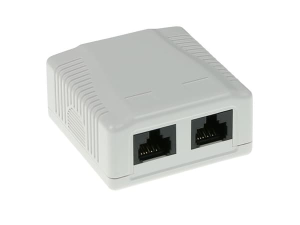 ACT Surface mounted box unshielded 2 ports CAT6. Type: CAT6 Wall mountbox c6 2 prt unsh (FA6002)