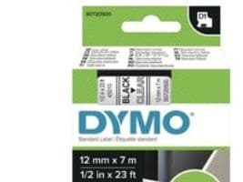 Labeltape DYMO® D1 sort på klar 12mm x 7m