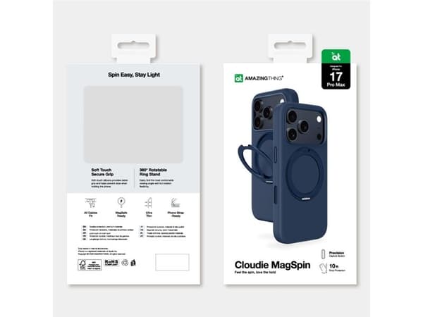 AMAZINGTHING Cloudie etui med stativ til iPhone 17 Pro Max - blå