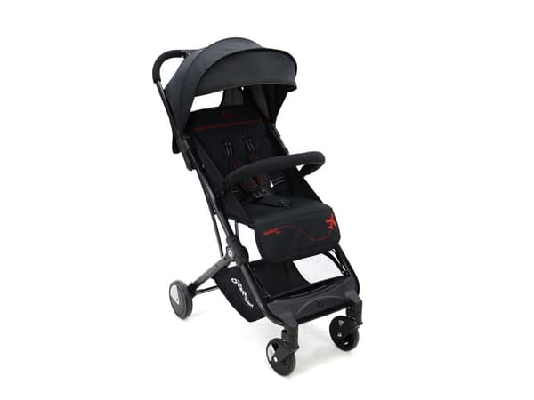 Asalvo Stroller Flight Travel+, musta/punainen