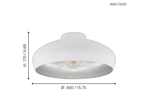 EGLO MOGANO TAK E27 Ø400 VIT/SILVER