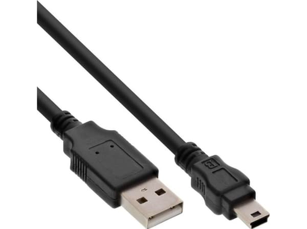 InLine 1m USB 2.0, 1 m, USB A, Mini-USB B, Hanstik/Hanstik, 480 Mbit/s, Sort