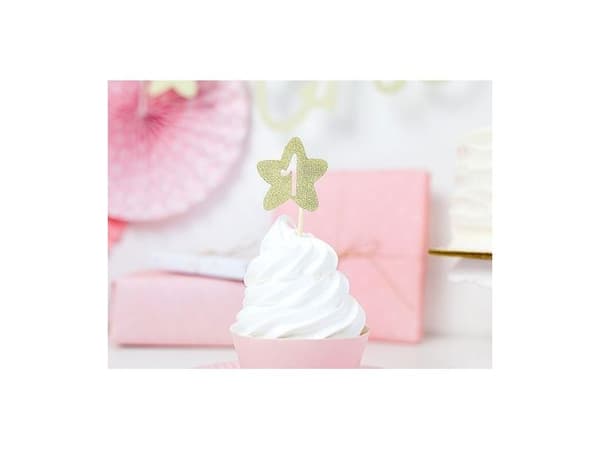 Cupcake-topper '1' stjärna guld