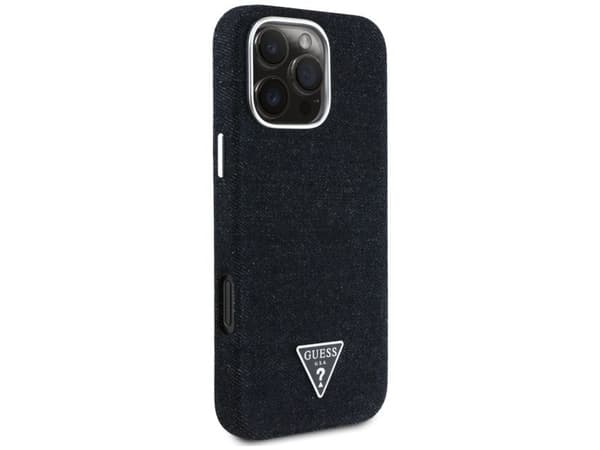 Guess Denim Triangle Logo MagSafe-deksel for iPhone 16 Pro Max – svart