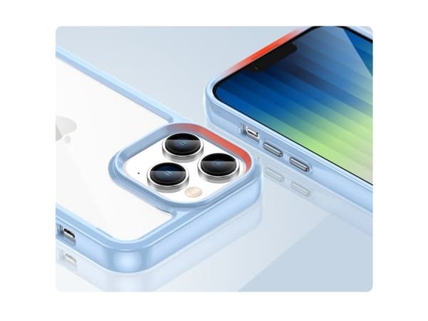 Hurtel Outer Space-deksel iPhone 14 Pro Max hardt deksel med gelramme - Blå