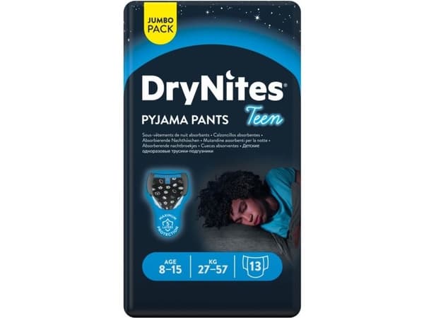 Barn-/junior pyjamabuksar DryNites med print pojke 8–13 år (4 st)