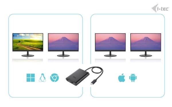 i-Tec - Dokkingstasjon - USB-C / USB4 / Thunderbolt 3 / Thunderbolt 4 - 2 x DP - Europa