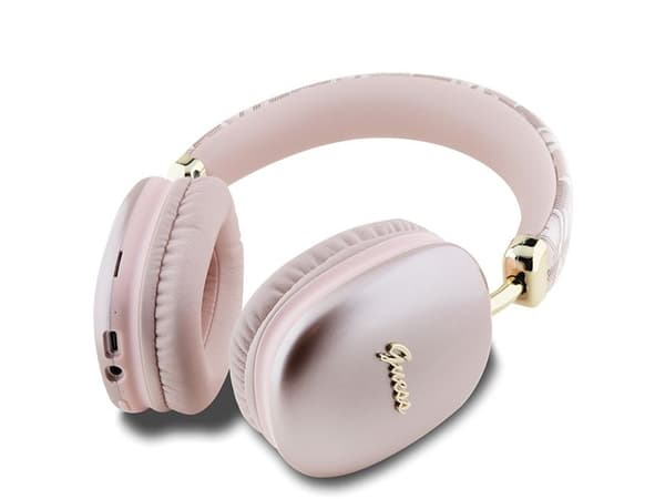 Guess GCube Metallic Script Logo-hodetelefoner - Pink
