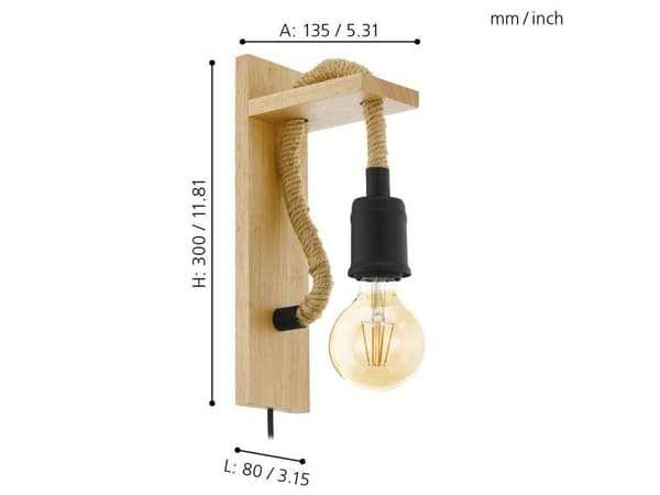 EGLO RAMPSIDE vegglampe TOV E27 svart