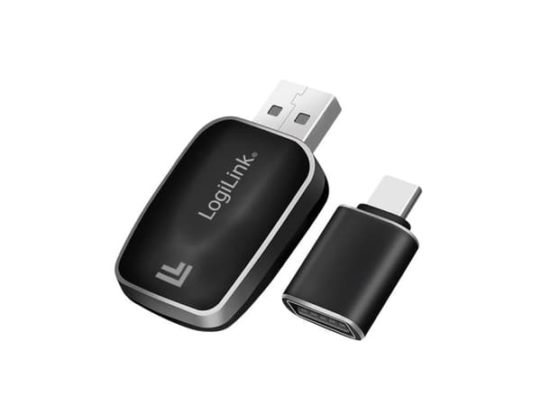 LogiLink Wireless BT 5.0 Car Adapter for CarPlay & Android Auto, USB-A + USB-C, Black