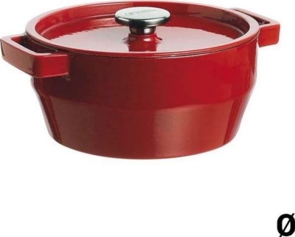 Pyrex støpejernsgryte SLOWCOOK rød, 24 cm, 3,6 L