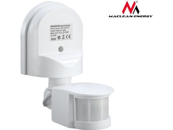 Maclean Wall-mounted twilight motion sensor 180 ° 1200W white (MCE25 W)
