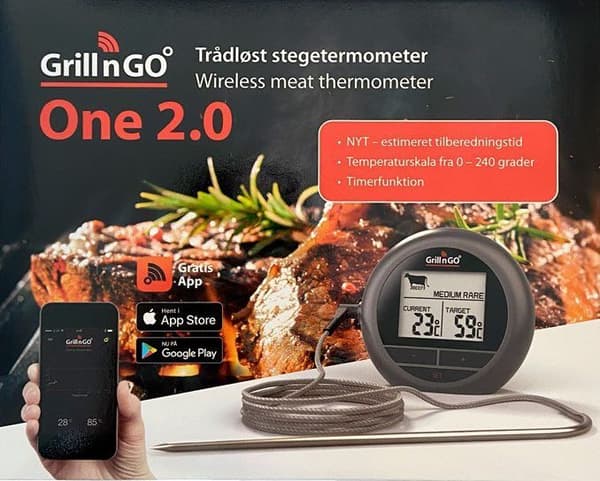 Grillngo One 2.0 trådløst steketermometer med Bluetooth