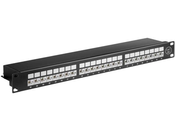 CAT 6A 19 tommers (48,3 cm) patchpanel, 24 porter (1U)