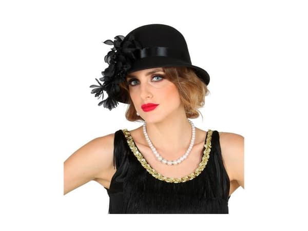 Svart charleston-hatt