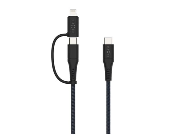 FIXED - Lightning-kabel - USB-C hane till Lightning/USB-C hane - 2 m - grå - flätad, Stöd för Power Delivery 3.0