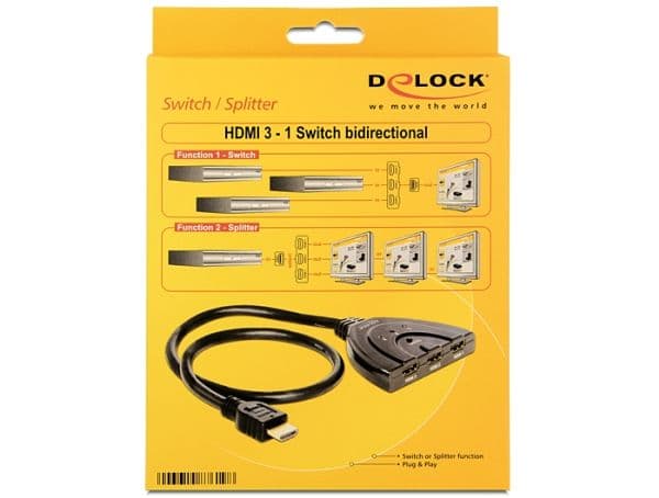 Delock HDMI 3 - 1 Switch bidirectional - Video/lyd-splitter - stasjonær
