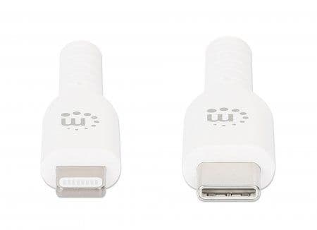 Manhattan 394512, Hvit, USB C, Lightning, 1 m, Hankjønn, Hankjønn