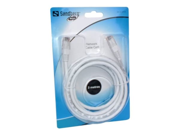 Sandberg SAVER - Netværkskabel - UTP - Cat6 - Hvit - 3m