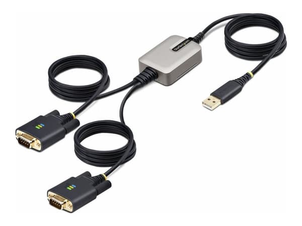 StarTech 13ft (4m) 2-Port USB to Serial Adapter Cable, Interchangeable DB9 Screws/Nuts, COM Retention, USB-A to DB9 RS232, FTDI, Level-4 ESD Protec...