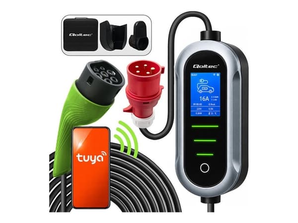 Qoltec - EV-ladestasjon - 22 kW - 32 A (IEC 62196 Type 2) - grå